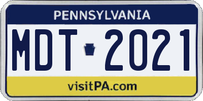 PA license plate MDT2021