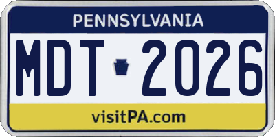 PA license plate MDT2026