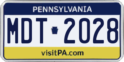 PA license plate MDT2028