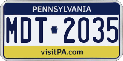 PA license plate MDT2035