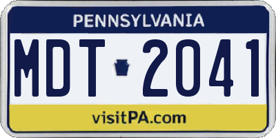 PA license plate MDT2041