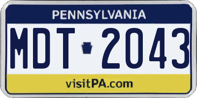PA license plate MDT2043