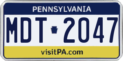 PA license plate MDT2047