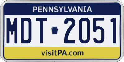 PA license plate MDT2051