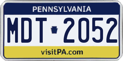 PA license plate MDT2052