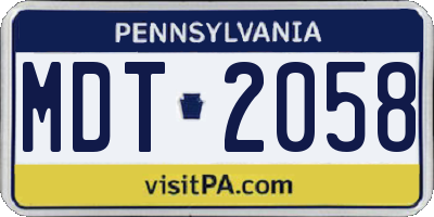 PA license plate MDT2058