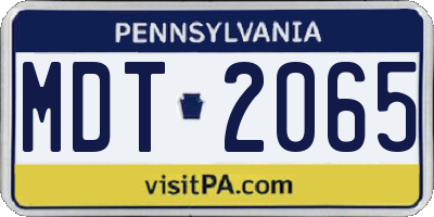 PA license plate MDT2065