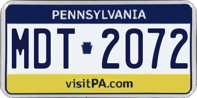 PA license plate MDT2072