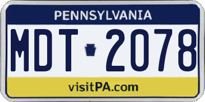 PA license plate MDT2078