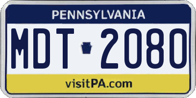 PA license plate MDT2080