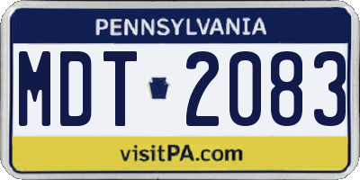 PA license plate MDT2083