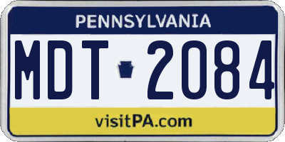 PA license plate MDT2084