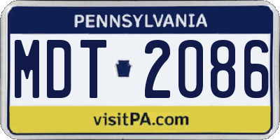 PA license plate MDT2086
