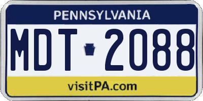 PA license plate MDT2088