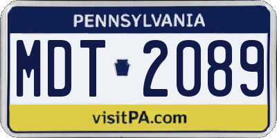 PA license plate MDT2089