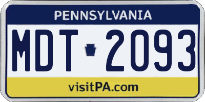 PA license plate MDT2093