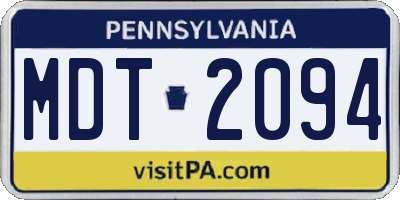 PA license plate MDT2094
