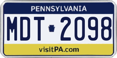 PA license plate MDT2098