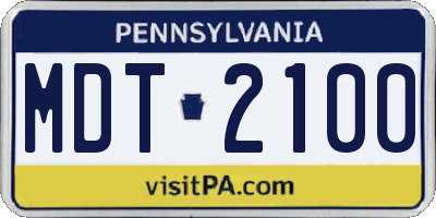 PA license plate MDT2100
