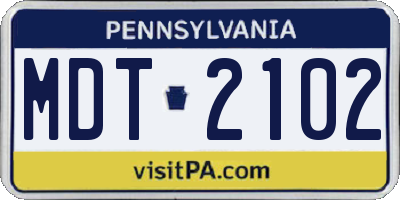 PA license plate MDT2102