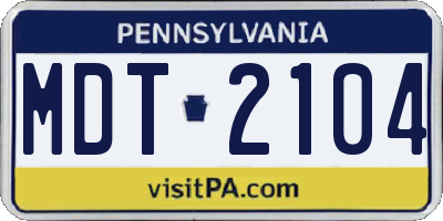 PA license plate MDT2104