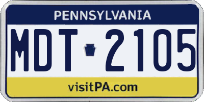 PA license plate MDT2105