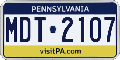PA license plate MDT2107