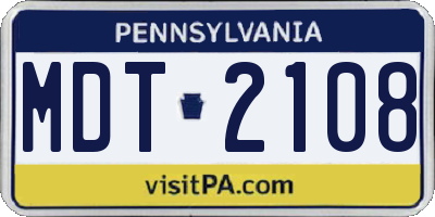PA license plate MDT2108