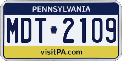 PA license plate MDT2109