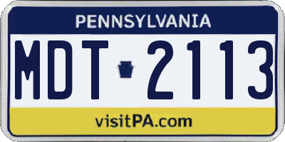 PA license plate MDT2113