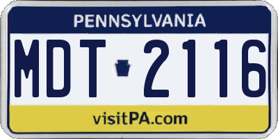 PA license plate MDT2116