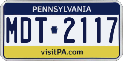 PA license plate MDT2117