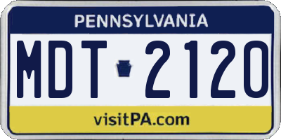 PA license plate MDT2120
