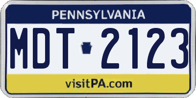 PA license plate MDT2123