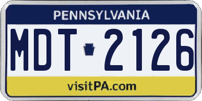PA license plate MDT2126