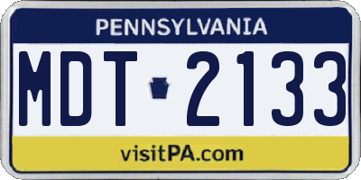 PA license plate MDT2133