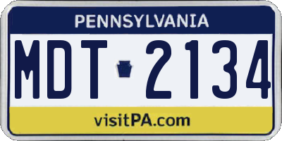 PA license plate MDT2134