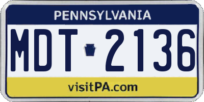 PA license plate MDT2136