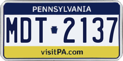 PA license plate MDT2137