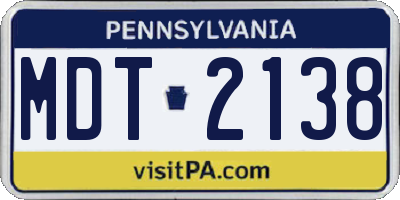 PA license plate MDT2138