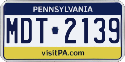 PA license plate MDT2139