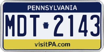 PA license plate MDT2143