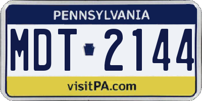 PA license plate MDT2144