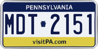 PA license plate MDT2151