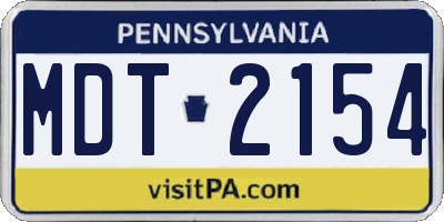 PA license plate MDT2154