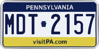 PA license plate MDT2157