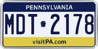 PA license plate MDT2178