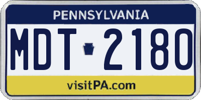 PA license plate MDT2180