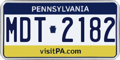 PA license plate MDT2182