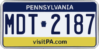 PA license plate MDT2187